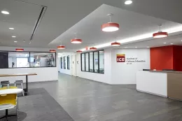 welcome lobby and front desk of ICE's New York campus
