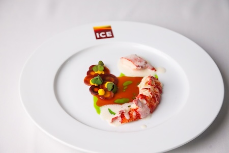 ICE plate with lobster tail, carrots and sauce