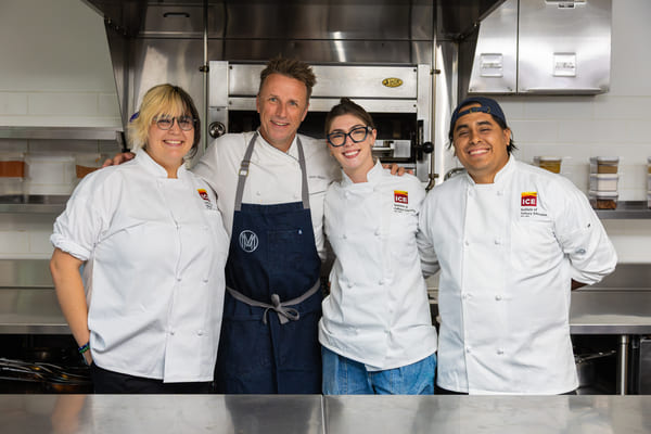Chef Marc Murphy with alumni chefs at "Back to School" video shoot