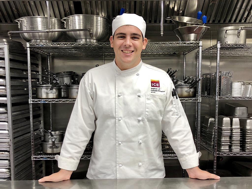 Adriano Piazza studies Culinary Arts at ICE's LA campus.