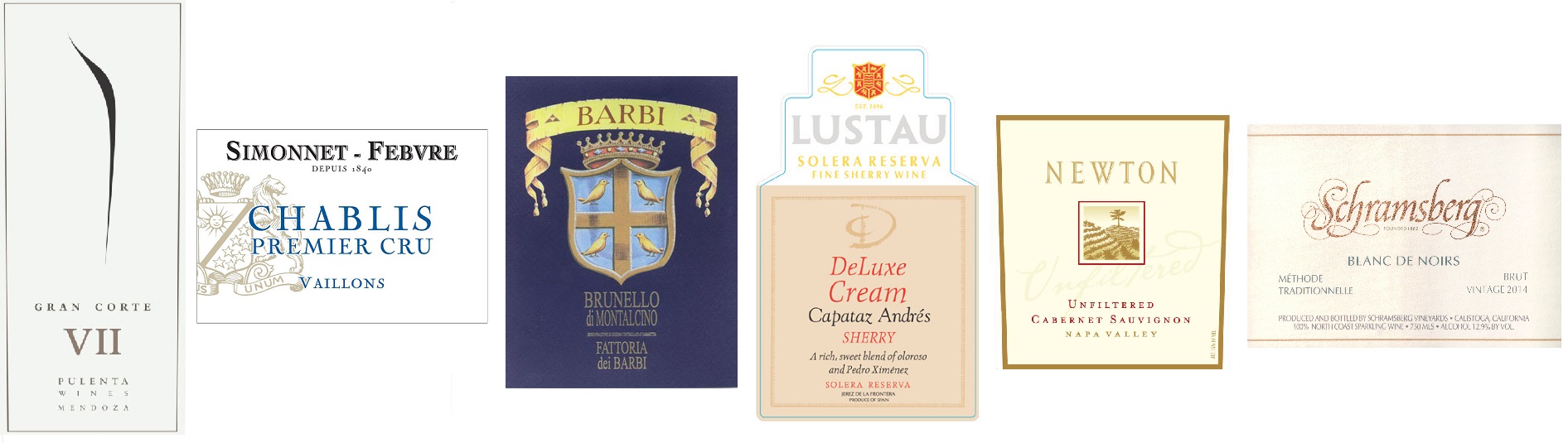 Six wine labels