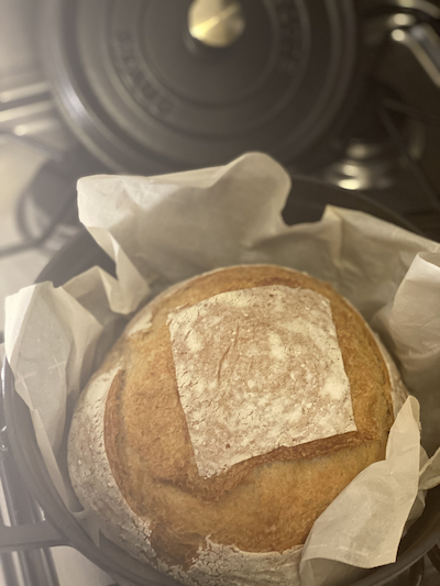 Rustic French bread from a staub dutch oven
