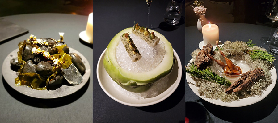 Three dishes from Aska's tasting menu