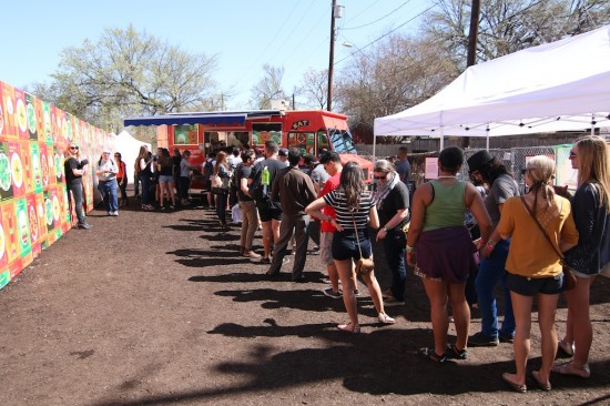 SXSW attendees lining up for a taste of cognitive cooking