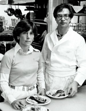 Susan and Barry Wine in kitchen of Quilted Giraffe restaurant