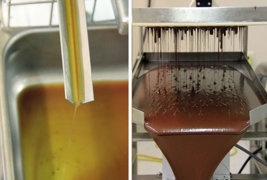 Extracted cocoa butter and filtration of chocolate liquor
