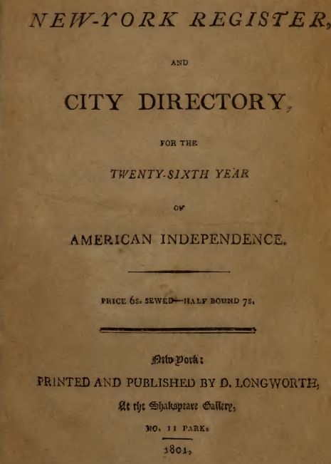 1801 new york register directory