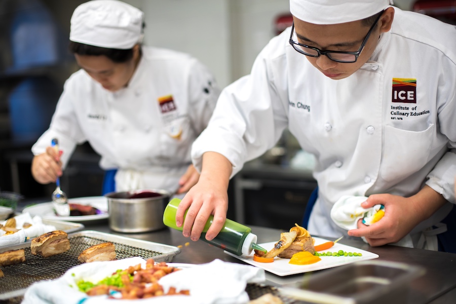 Culinary Arts students plating