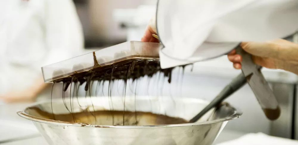 chocolate poured from mold