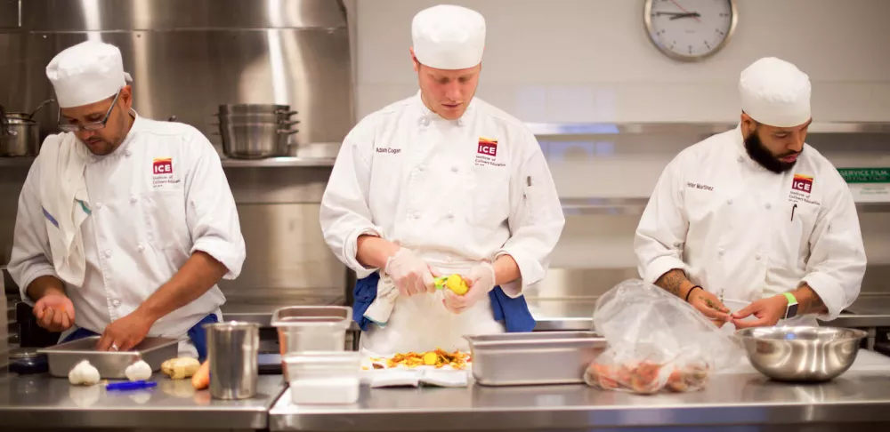 culinary students working the line