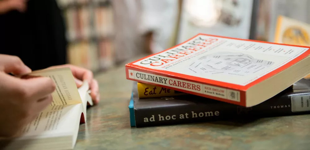 stack of cookbooks