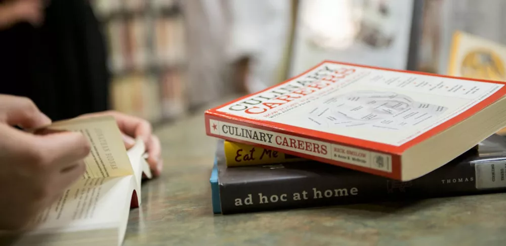 stack of cookbooks