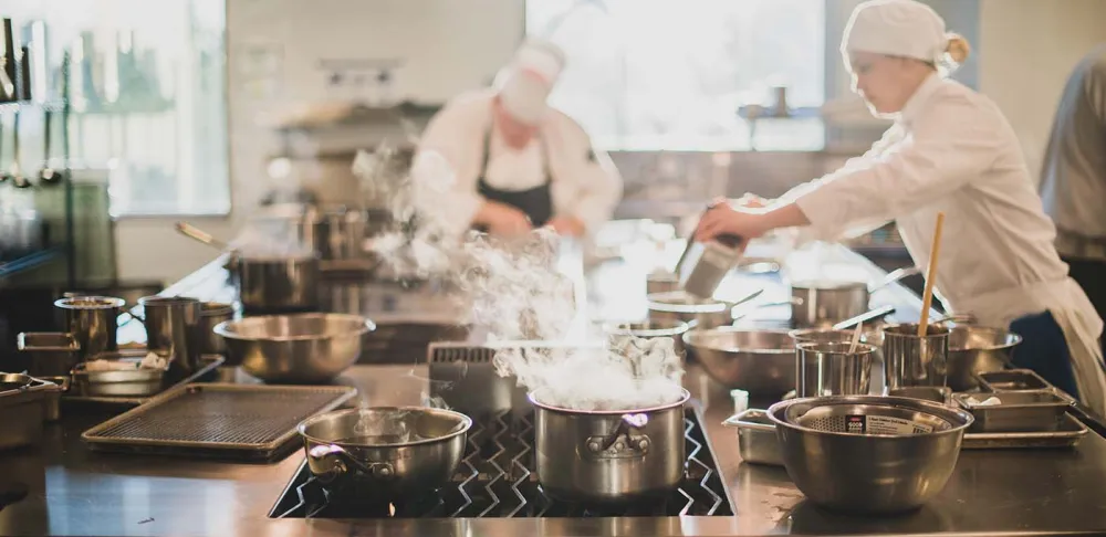 Institute of Culinary Education students working in the kitchen