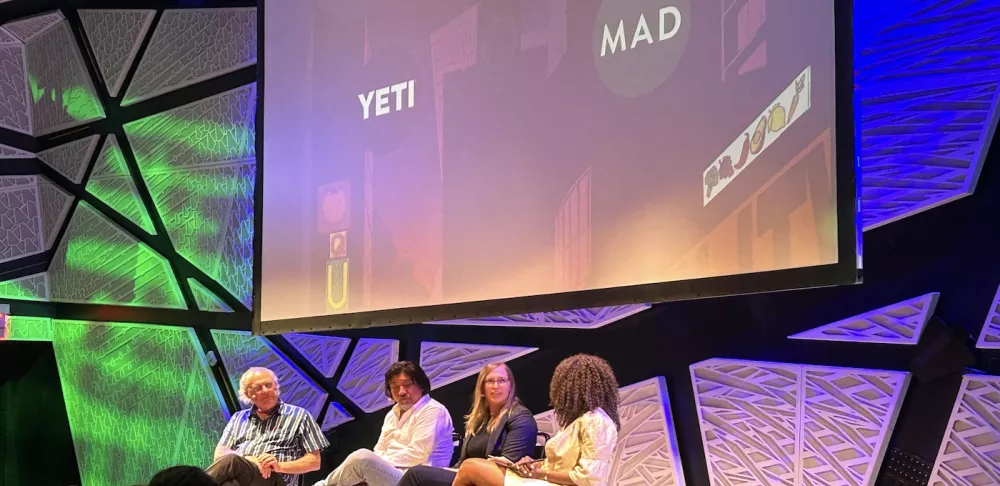 Four panelists onstage the MAD Foundation panel