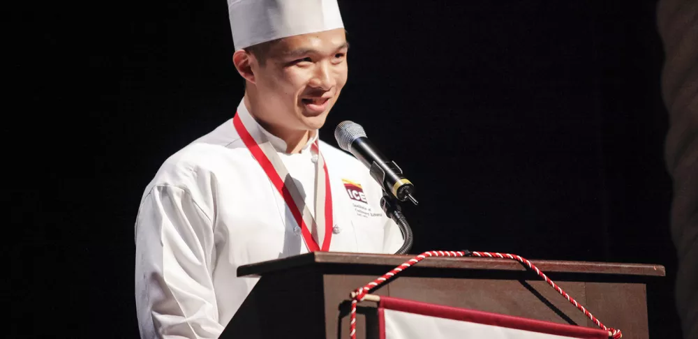 Matt Leung speaks at the 2019 graduation commencement.