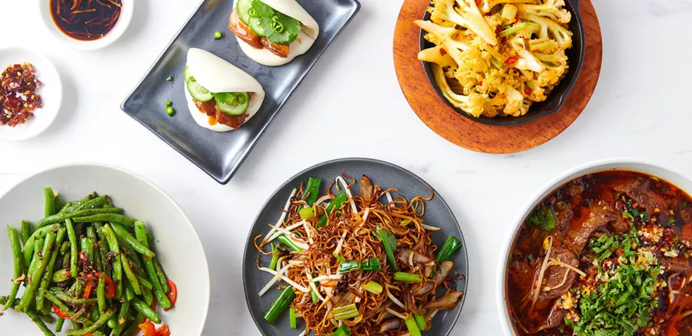 An array of dishes from Noodle Lane in Brooklyn.