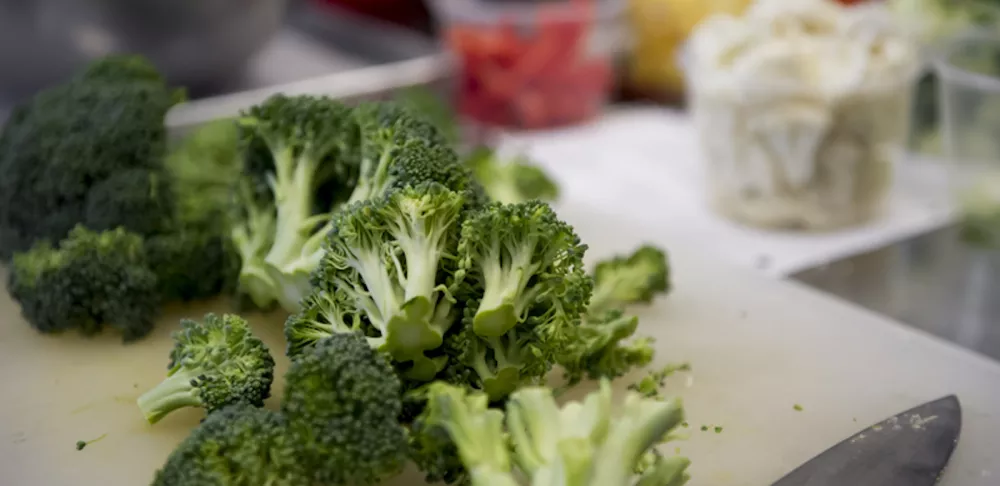 chopping broccoli