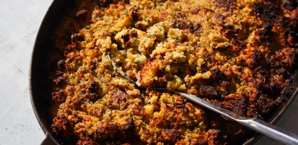 Casserole dish with stuffing