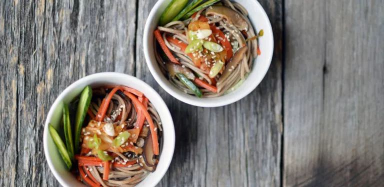 Asian buckwheat noodle salad