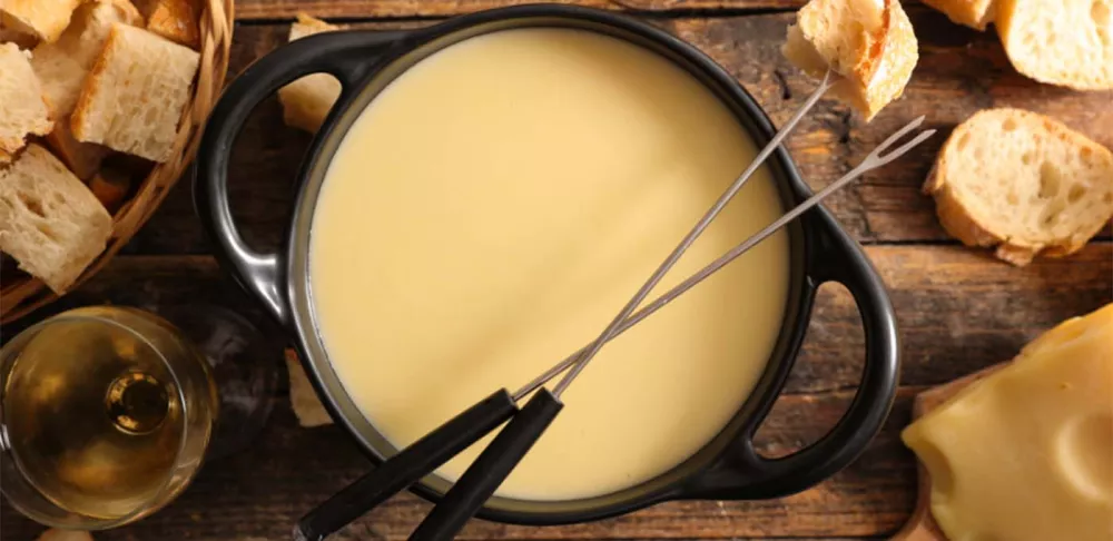 A pot of cheese fondue.