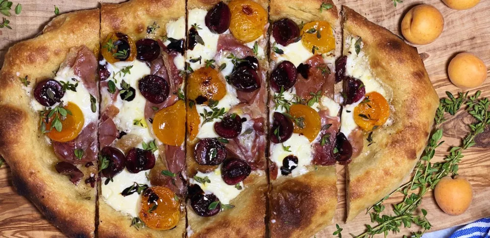 Stone Fruit and Mascarpone Flatbread