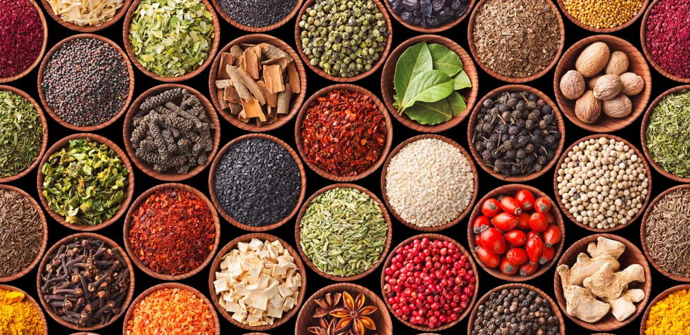 An assortment of spices and seasonings.