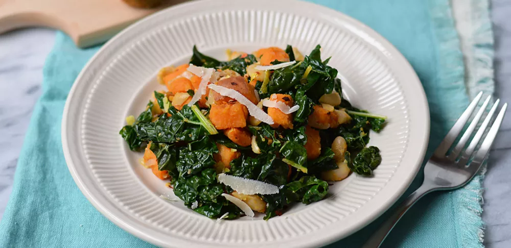 Kale and sweet potato hash