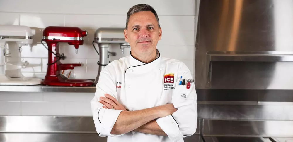 Chef James Blatt stands in the ICE kitchen