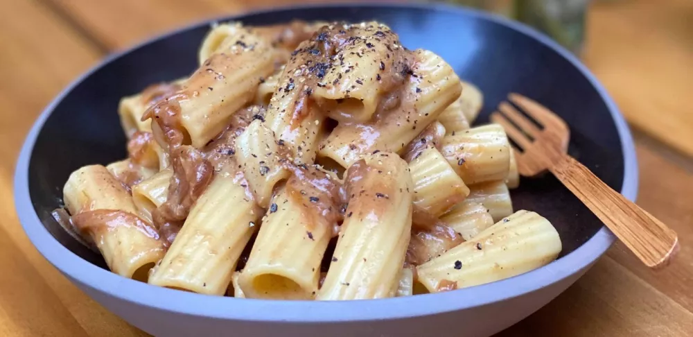 Miso cream rigatoni pasta