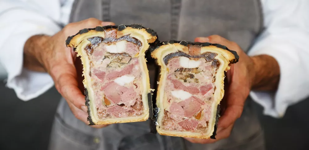 Chef Herve shows his traditional pâté en croûte.