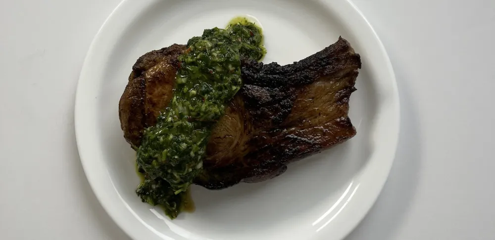 Frank Proto's pork chop with chimichurri