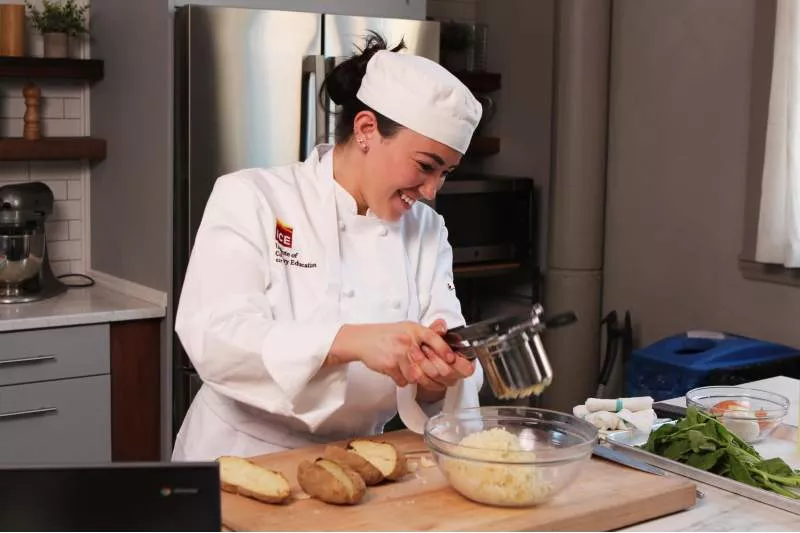 Chef Sternklar prepping potatoes