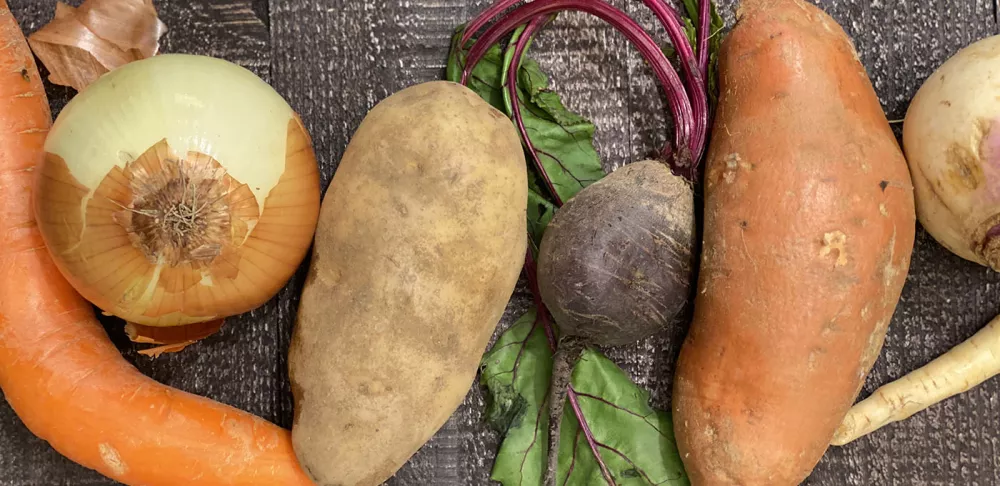 Root vegetables for latke recipe