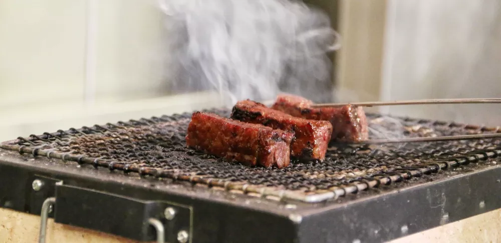 Short ribs on the binchotan grill