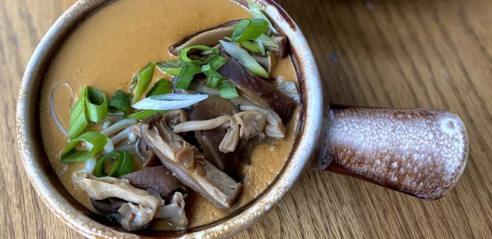 Sunflower Butter and Miso Tsukemen with Marinated Mushrooms