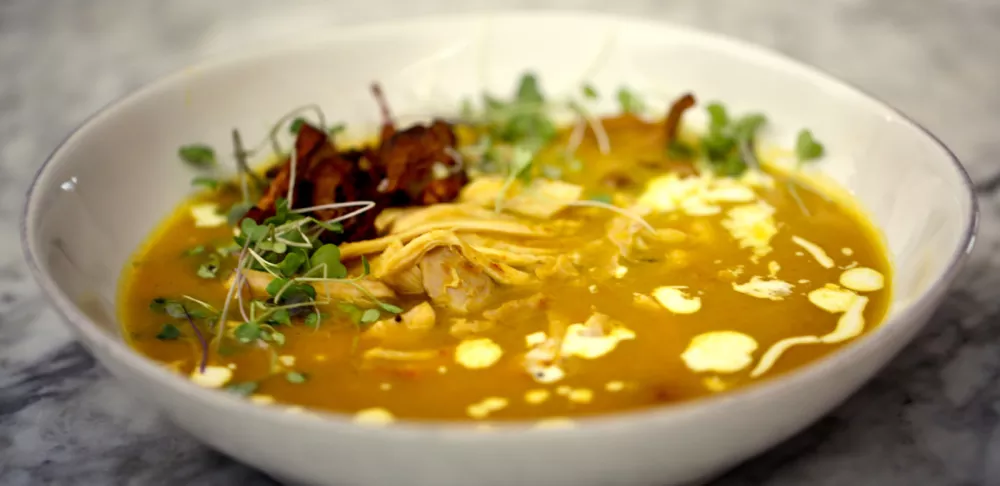 Leftover Turkey Soup with Chanterelles and Vadouvan