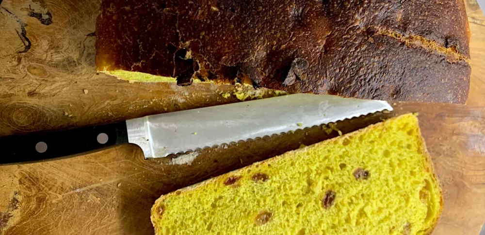 Turmeric and Golden Raisin Bread