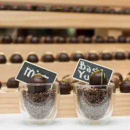 handmade truffles with mint and basil