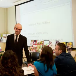 Steve Zagor the Dean of Management at Institute of Culinary Education teaching a culinary management class