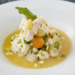 Chef Bill Telepan serves fluke ceviche at Oceana.