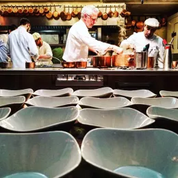 David Bouley working in the kitchen