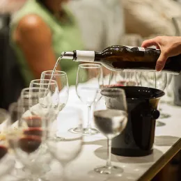 wine tasting during a recreational wine class with professional sommelier
