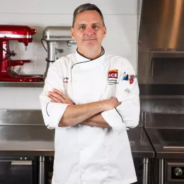 Chef James Blatt stands in the ICE kitchen