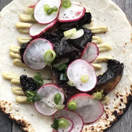 Balsamic-Lime Marinated Mushroom Tacos with Radish Slaw