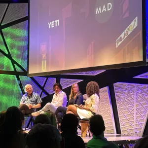 Four panelists onstage the MAD Foundation panel