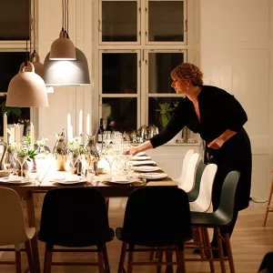 woman setting table