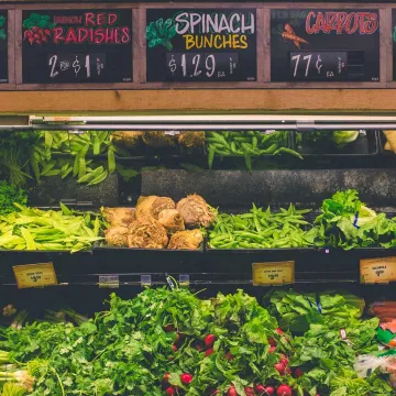 Vegetables in a grocery store