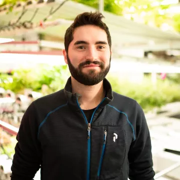 Caleb Raff in ICE's hydroponic garden