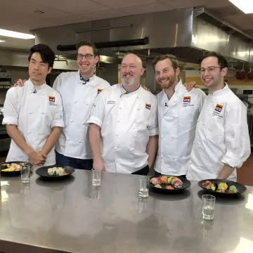 Chef Frank Proto teaches the Try Guys how to make sushi.