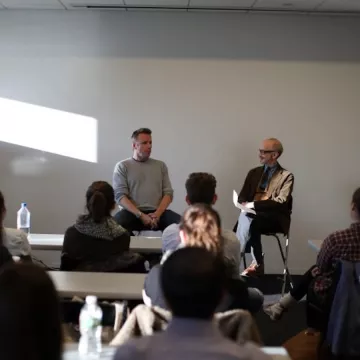 marc murphy speaking to a group of culinary management students in new york